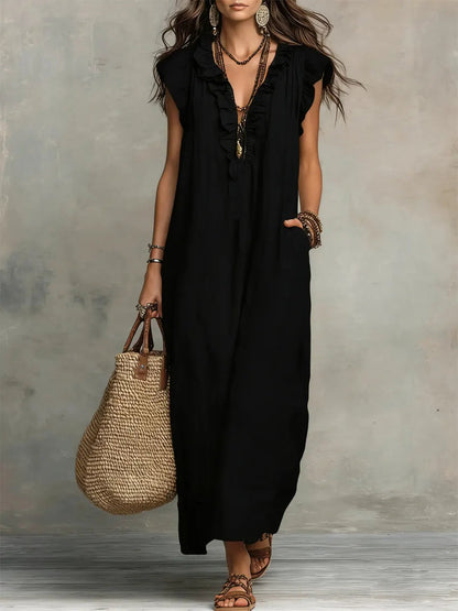 Adele | Ruffle V-Neck Maxi Dress 5