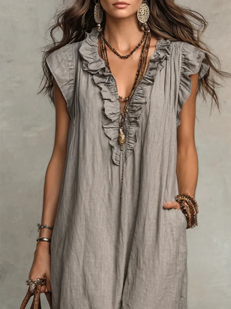 Adele | Ruffle V-Neck Maxi Dress 7