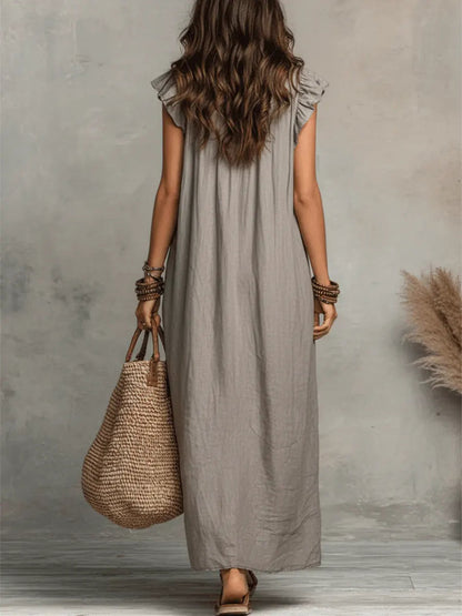 Adele | Ruffle V-Neck Maxi Dress 8