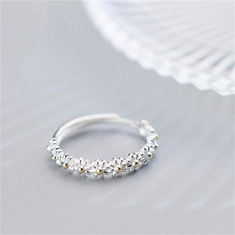 Adjustable Silver Daisy Ring 4