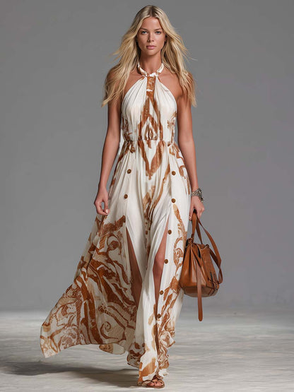Alejandra | Halter Neck Print Maxi Dress 3