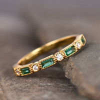 Alex - Gold Ring Featuring Green Inlaid Zirconia 0