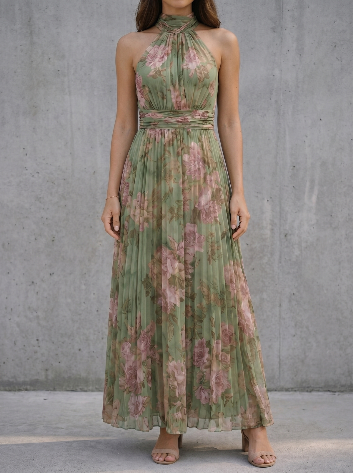 Angels | Women's Summer Dress with Halter Neckline & Floral Print | Comfortable Midi Dress for Warm Days 0