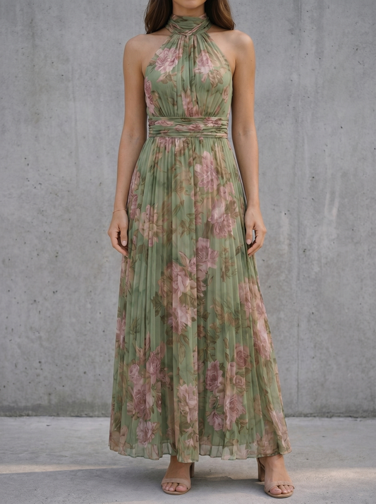 Angels | Women's Summer Dress with Halter Neckline & Floral Print | Comfortable Midi Dress for Warm Days 0