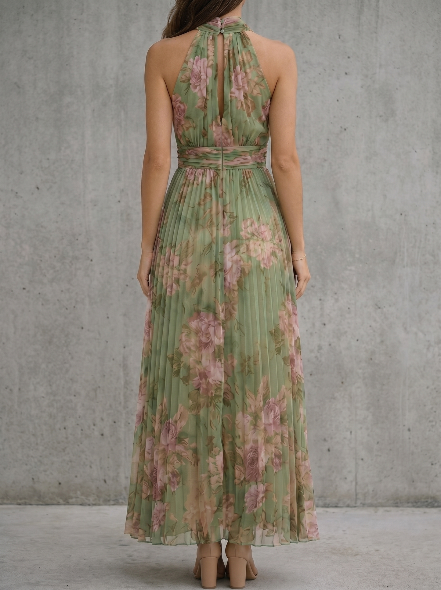 Angels | Women's Summer Dress with Halter Neckline & Floral Print | Comfortable Midi Dress for Warm Days 1