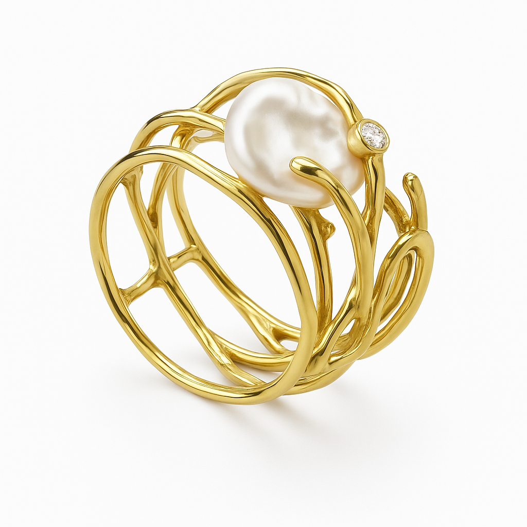 Antique Gold Ring Featuring a Pearl Detail 0