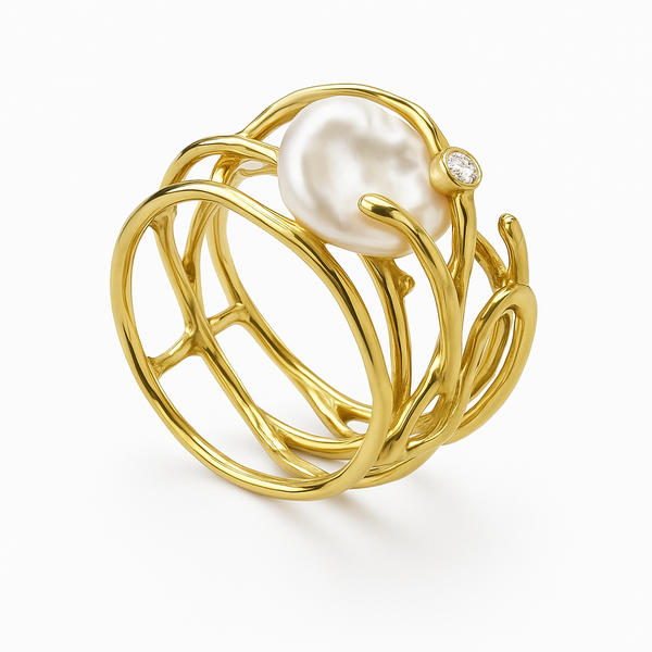 Antique Gold Ring Featuring a Pearl Detail 0