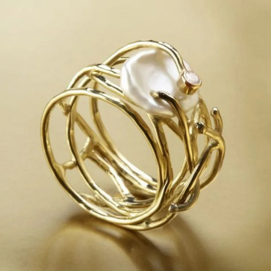 Antique Gold Ring Featuring a Pearl Detail 1