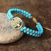 Artisan-Made Turquoise Gemstone Tree of Life Bracelet 0