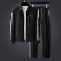 Athletic Lycra Tracksuit Set with Zip Jacket and Drawstring Pants 0