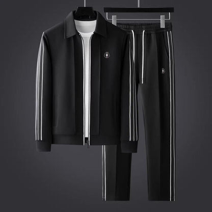 Athletic Lycra Tracksuit Set with Zip Jacket and Drawstring Pants 0