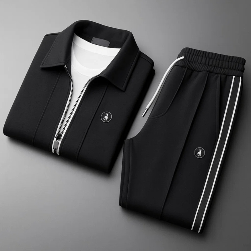 Athletic Lycra Tracksuit Set with Zip Jacket and Drawstring Pants 1