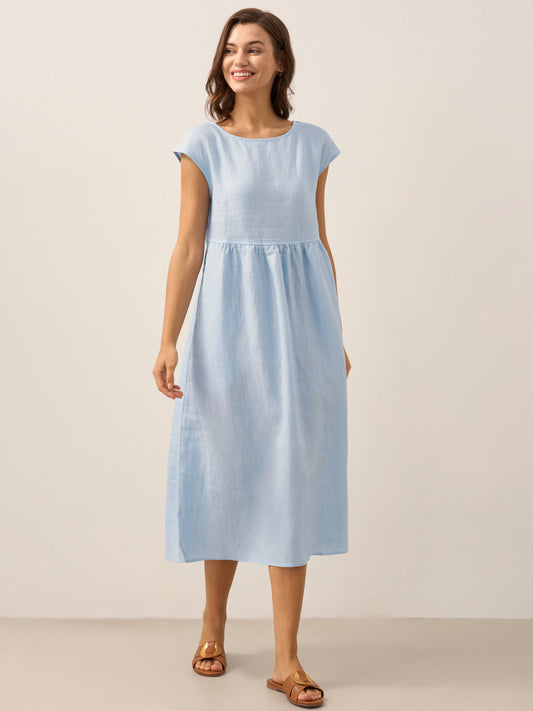 Ava | Elegant Comfortable Linen Maxi Dress With Sleeves 10