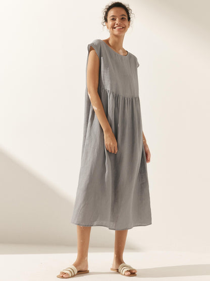 Ava | Elegant Comfortable Linen Maxi Dress With Sleeves 3
