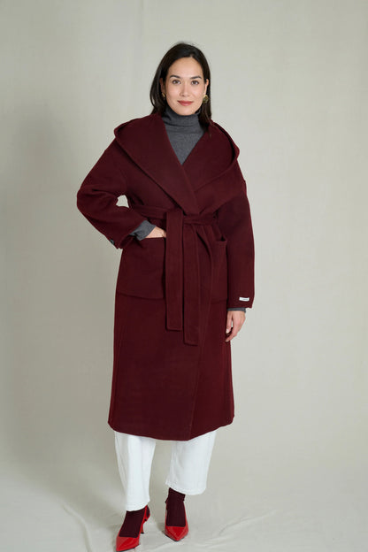 BERGUNDY WOOL COAT LARA PREMIUM WOOL 1