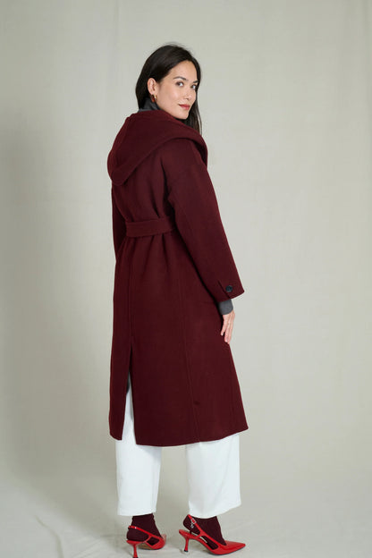 BERGUNDY WOOL COAT LARA PREMIUM WOOL 3