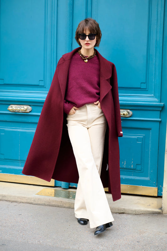 BERGUNDY YARA PREMIUM WOOL COAT 0