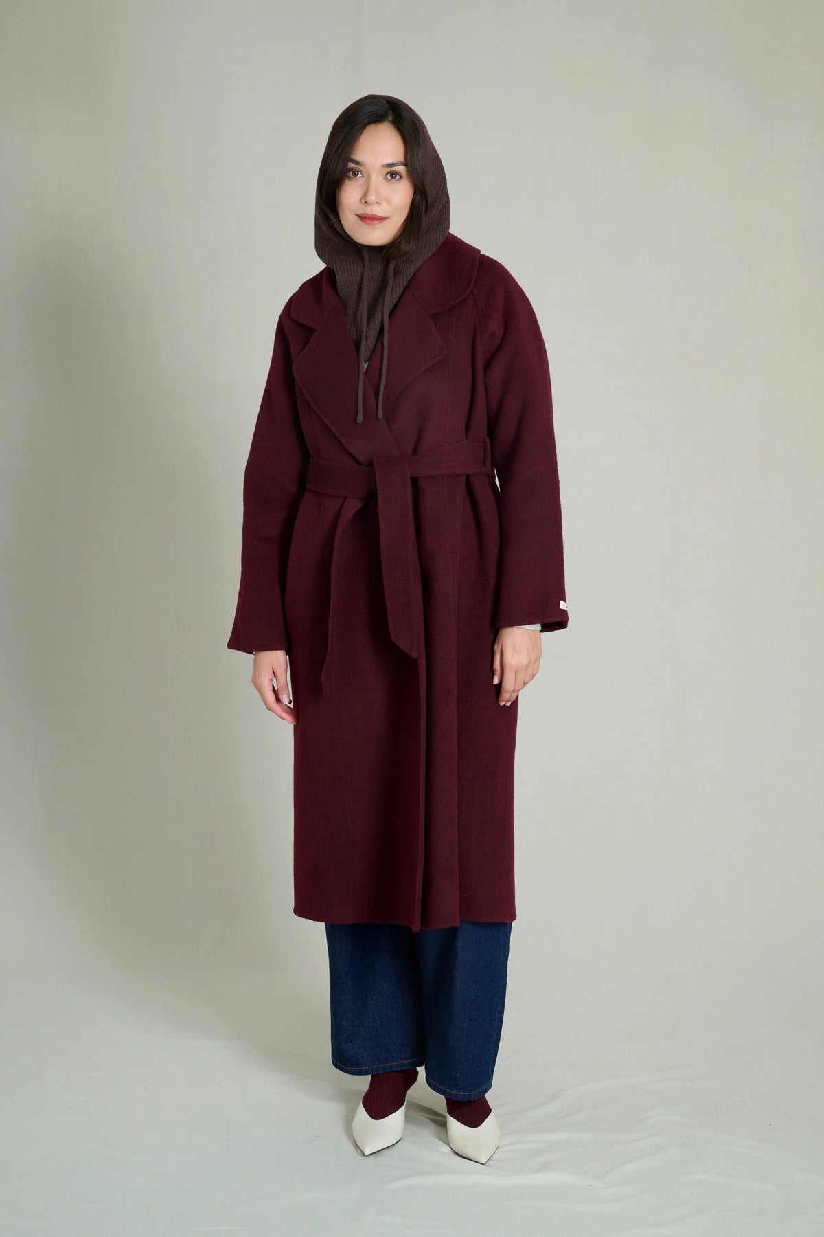 BERGUNDY YARA PREMIUM WOOL COAT 1