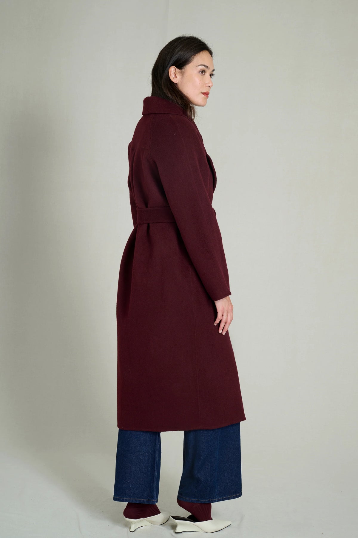 BERGUNDY YARA PREMIUM WOOL COAT 5