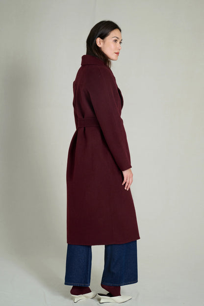 BERGUNDY YARA PREMIUM WOOL COAT 5