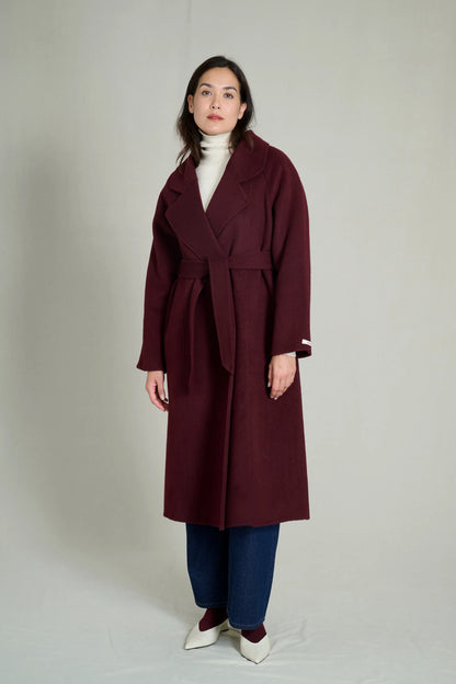 BERGUNDY YARA PREMIUM WOOL COAT 6