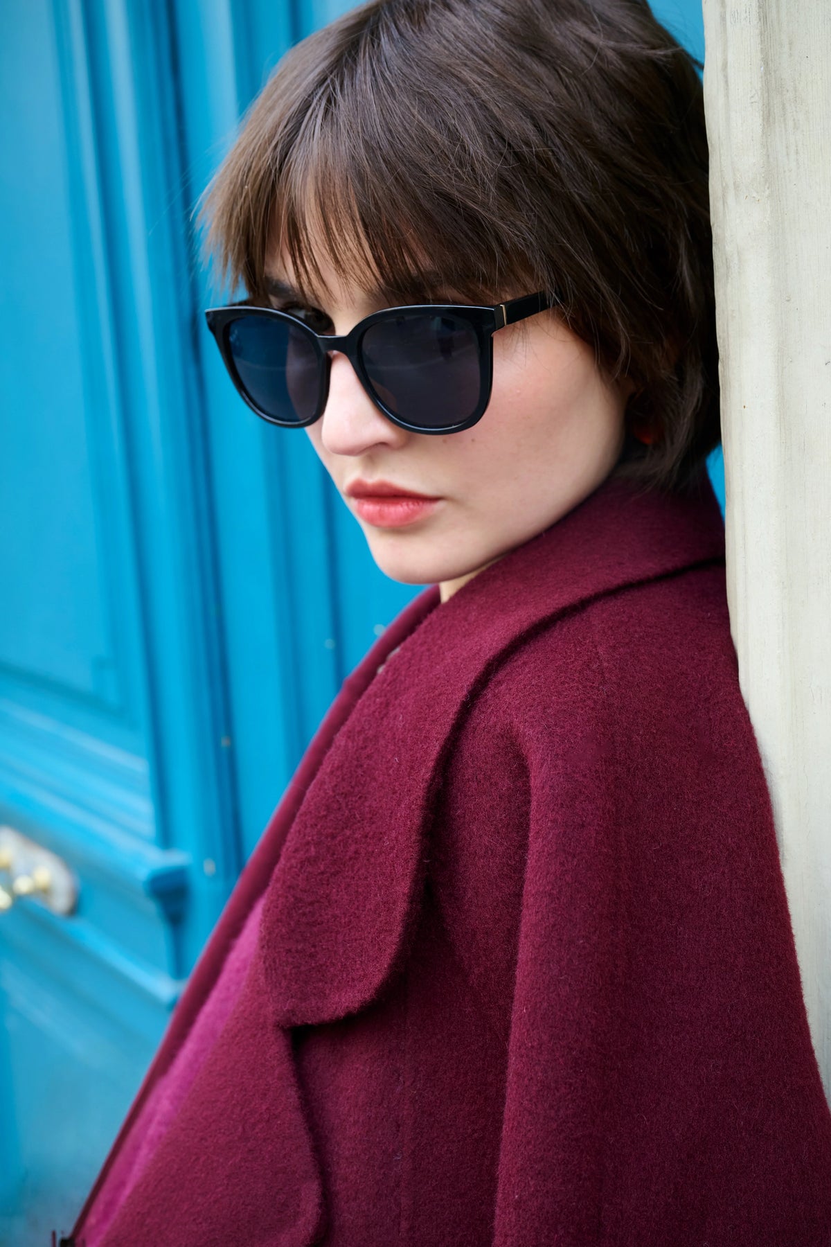 BERGUNDY YARA PREMIUM WOOL COAT 7