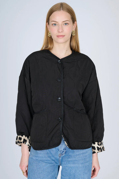 BLACK LEOPARD QUILTED JACKET 1