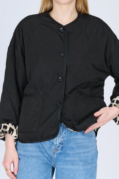BLACK LEOPARD QUILTED JACKET 2