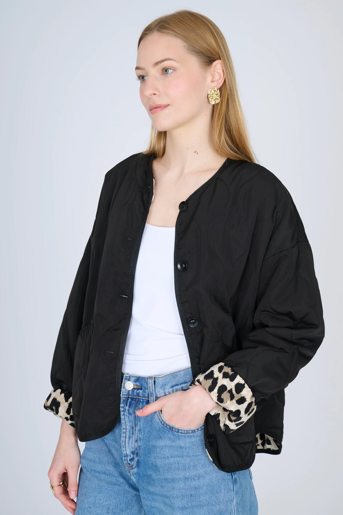 BLACK LEOPARD QUILTED JACKET 3