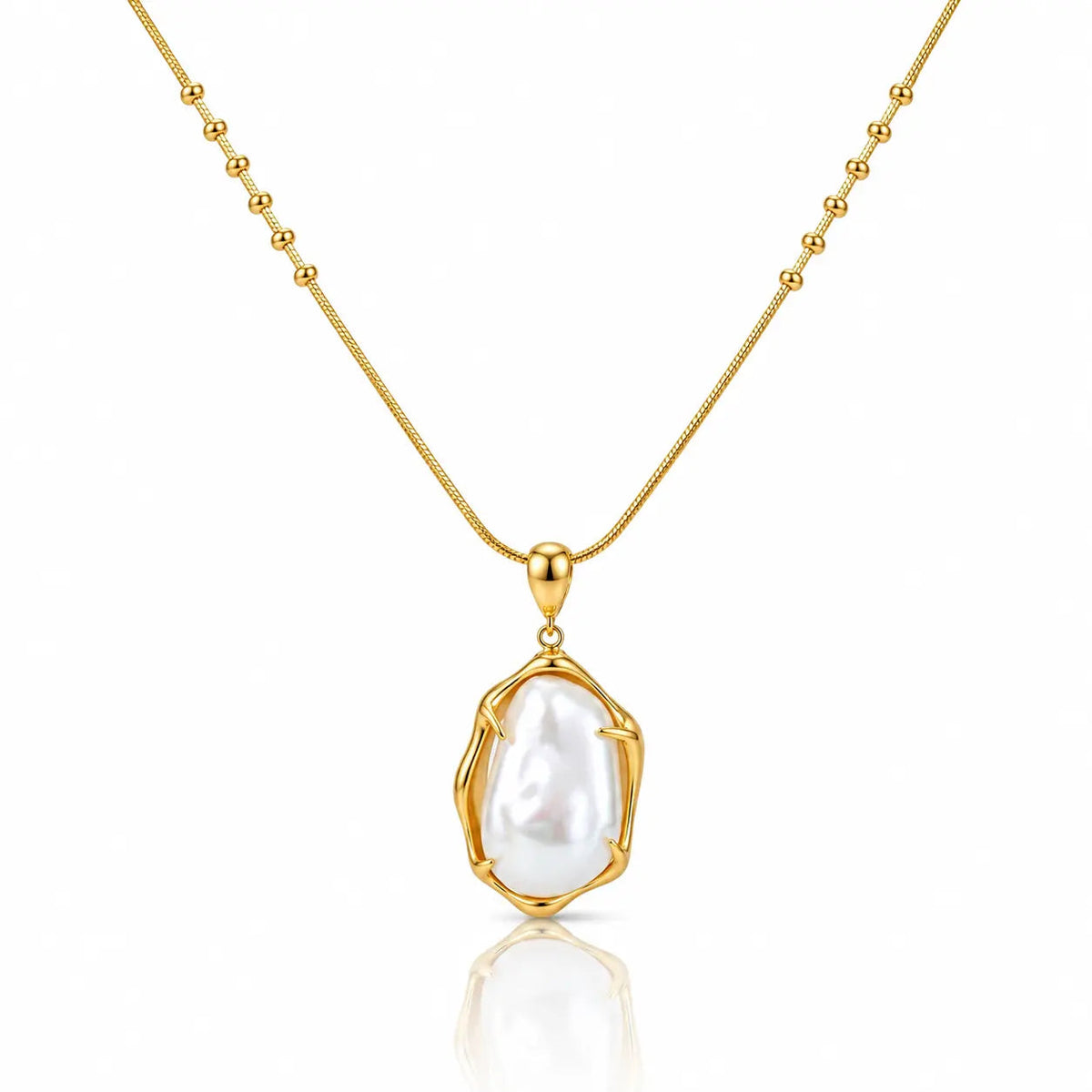 Baroque Pearl Necklace - 18K Gold Plated Pendant 0