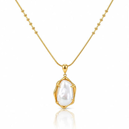 Baroque Pearl Necklace - 18K Gold Plated Pendant 0