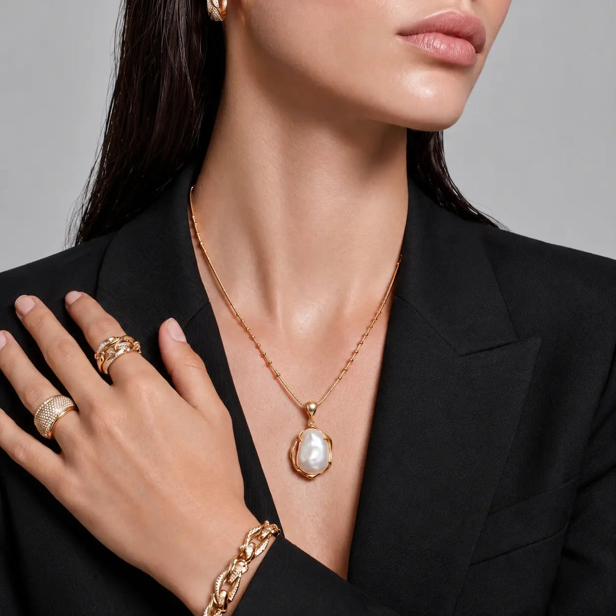 Baroque Pearl Necklace - 18K Gold Plated Pendant 1