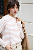 Beige and white striped sweater 0