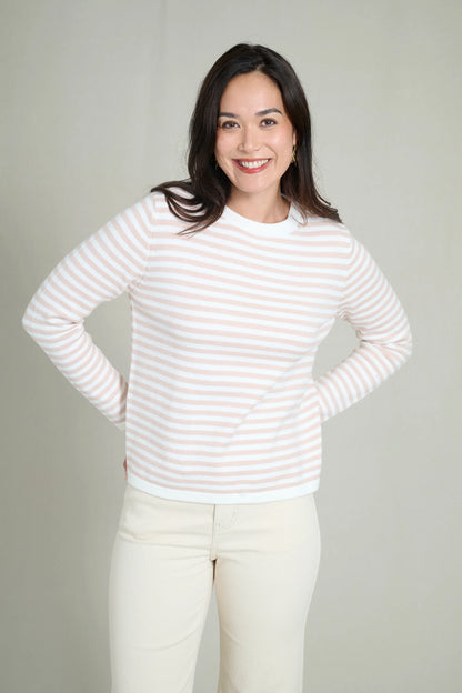 Beige and white striped sweater 1