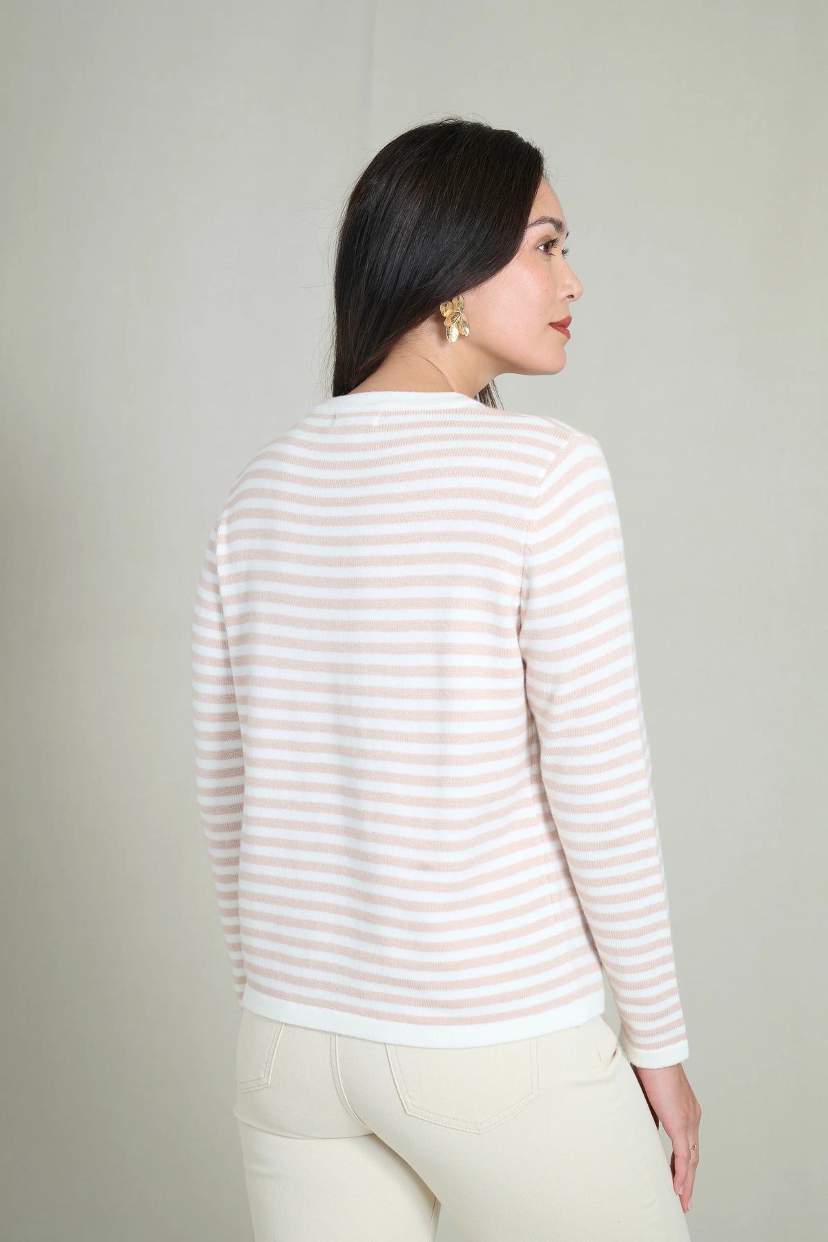 Beige and white striped sweater 3