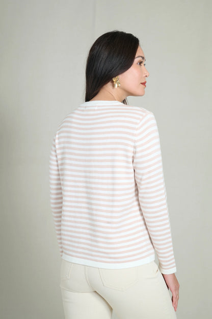 Beige and white striped sweater 3