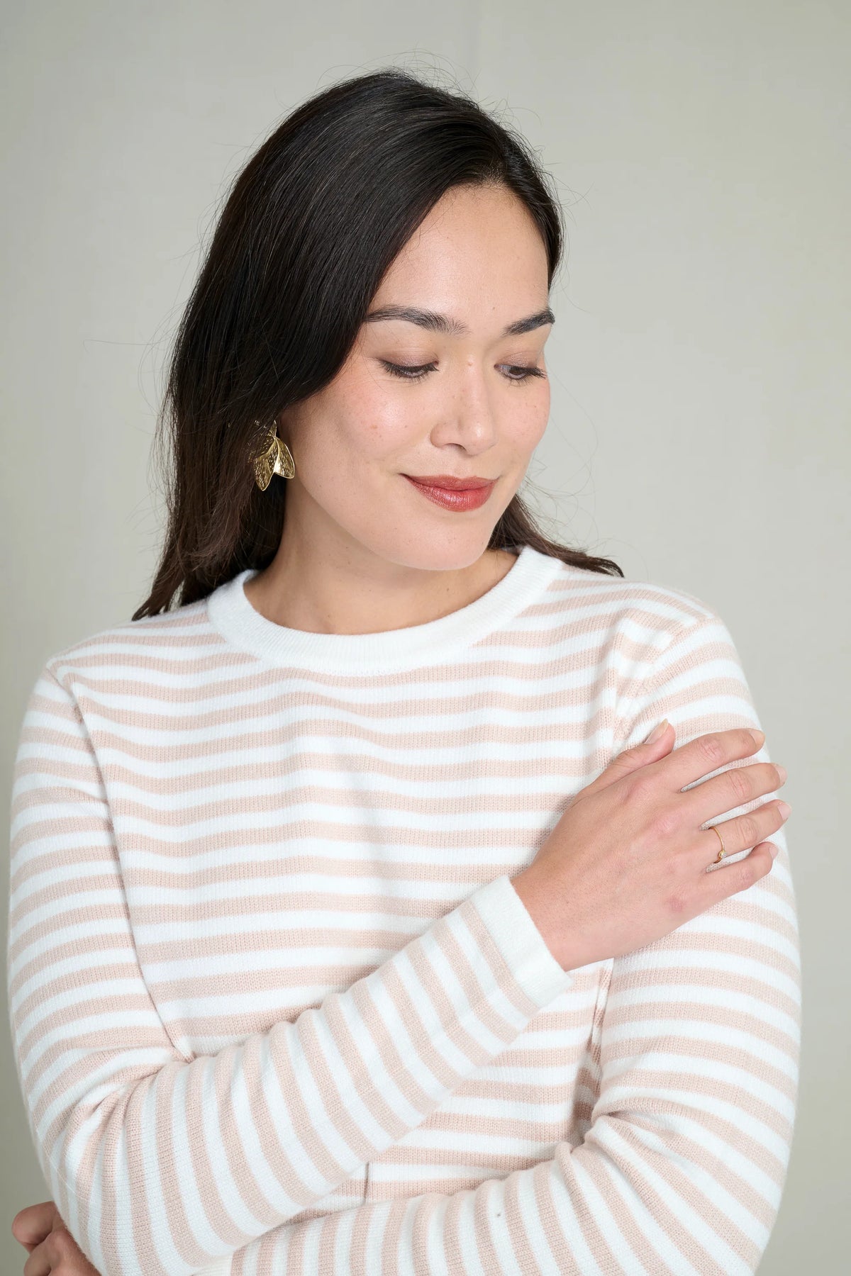 Beige and white striped sweater 4