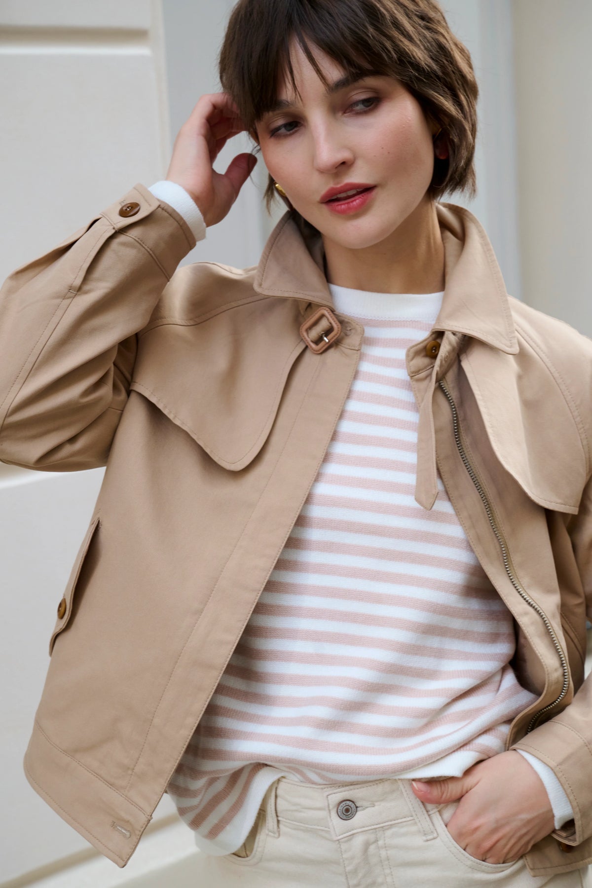 Beige and white striped sweater 5