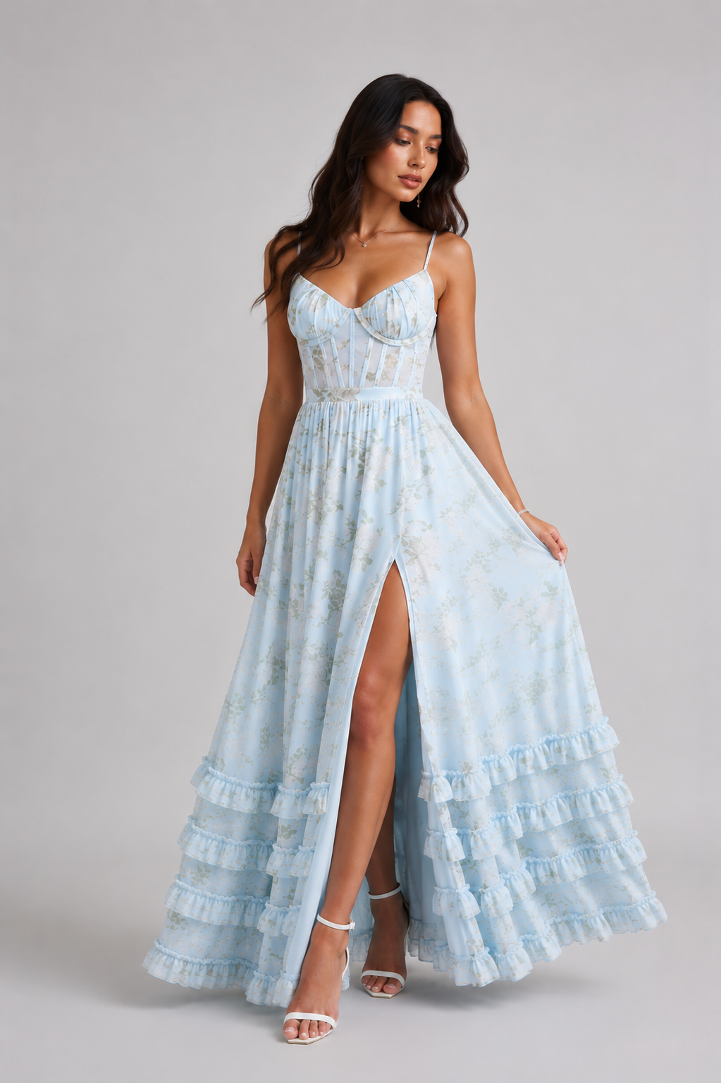 Bethany | Floral Corset Maxi Dress 0
