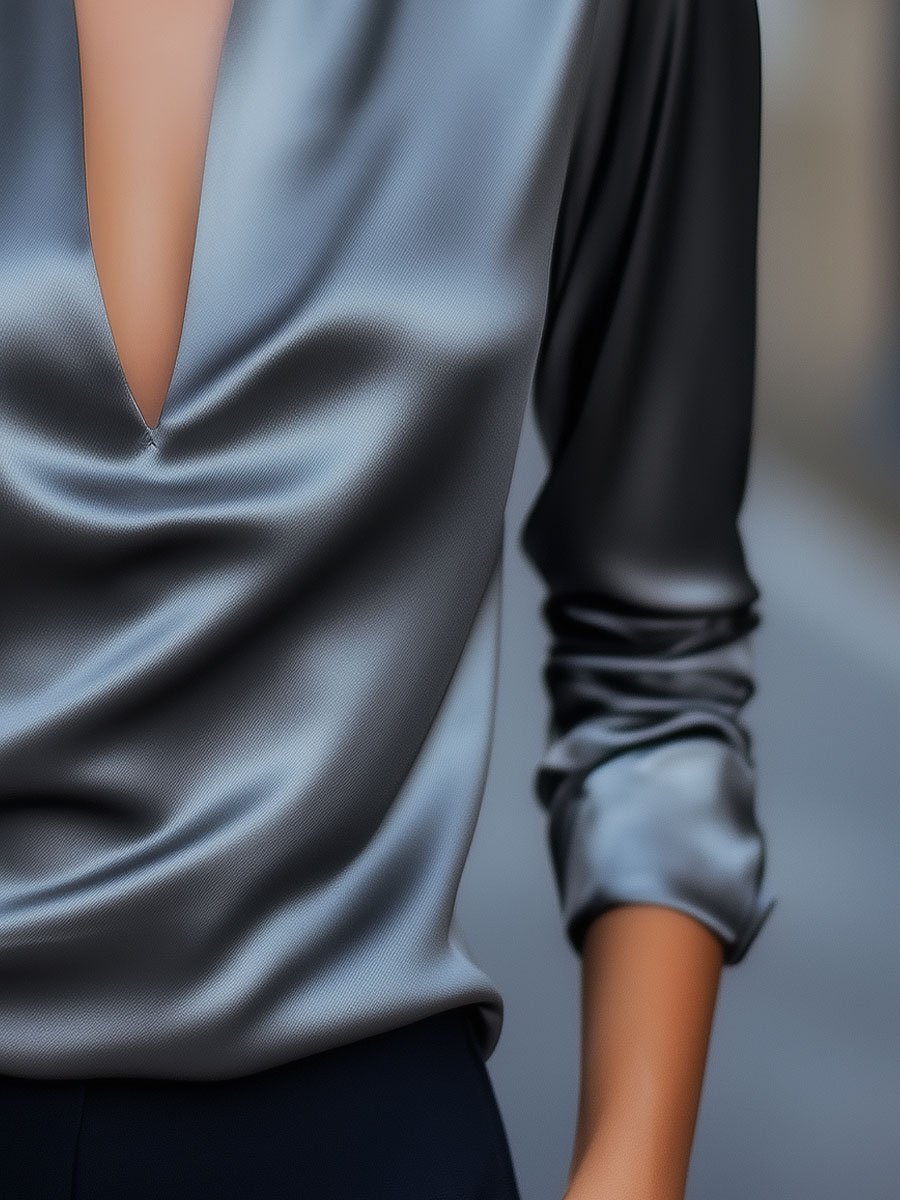 Bethany | Women’s Spring V-Neck Satin Blouse 2