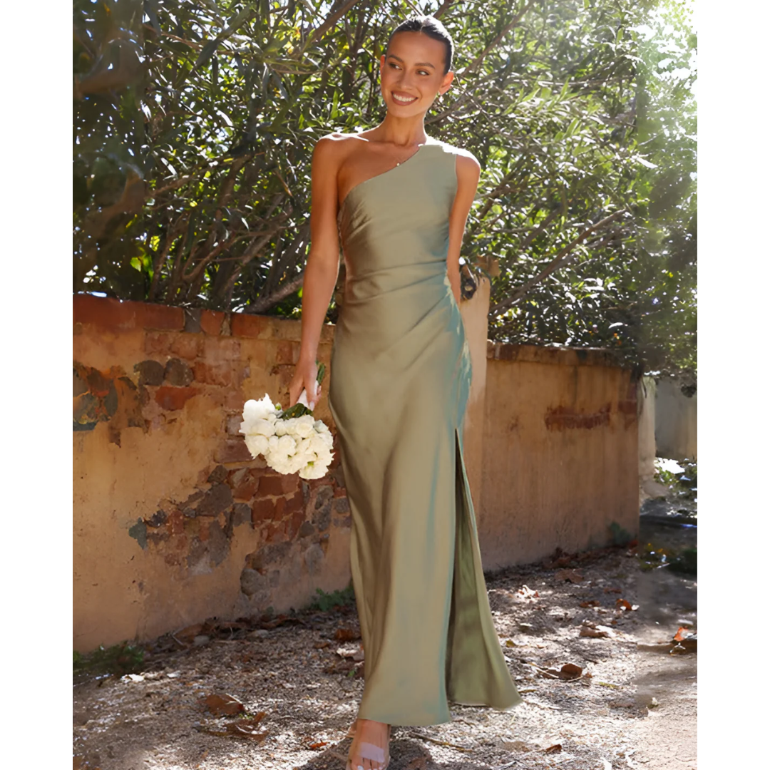 Bianca | One Shoulder Maxi Dress with Slit 0