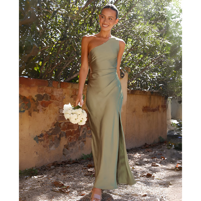 Bianca | One Shoulder Maxi Dress with Slit 0