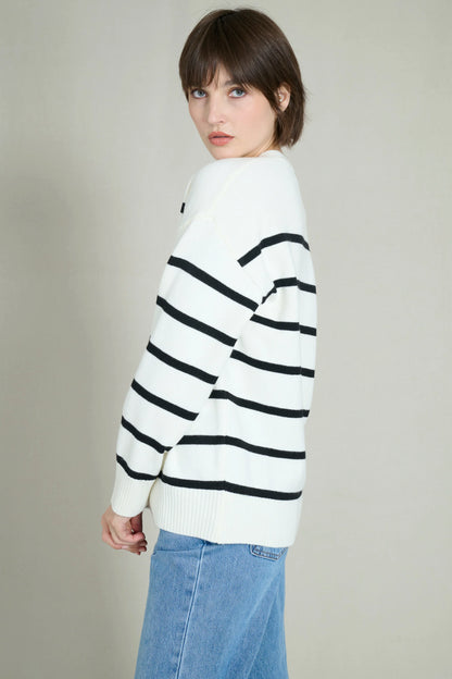 Black and white striped cardigan 3