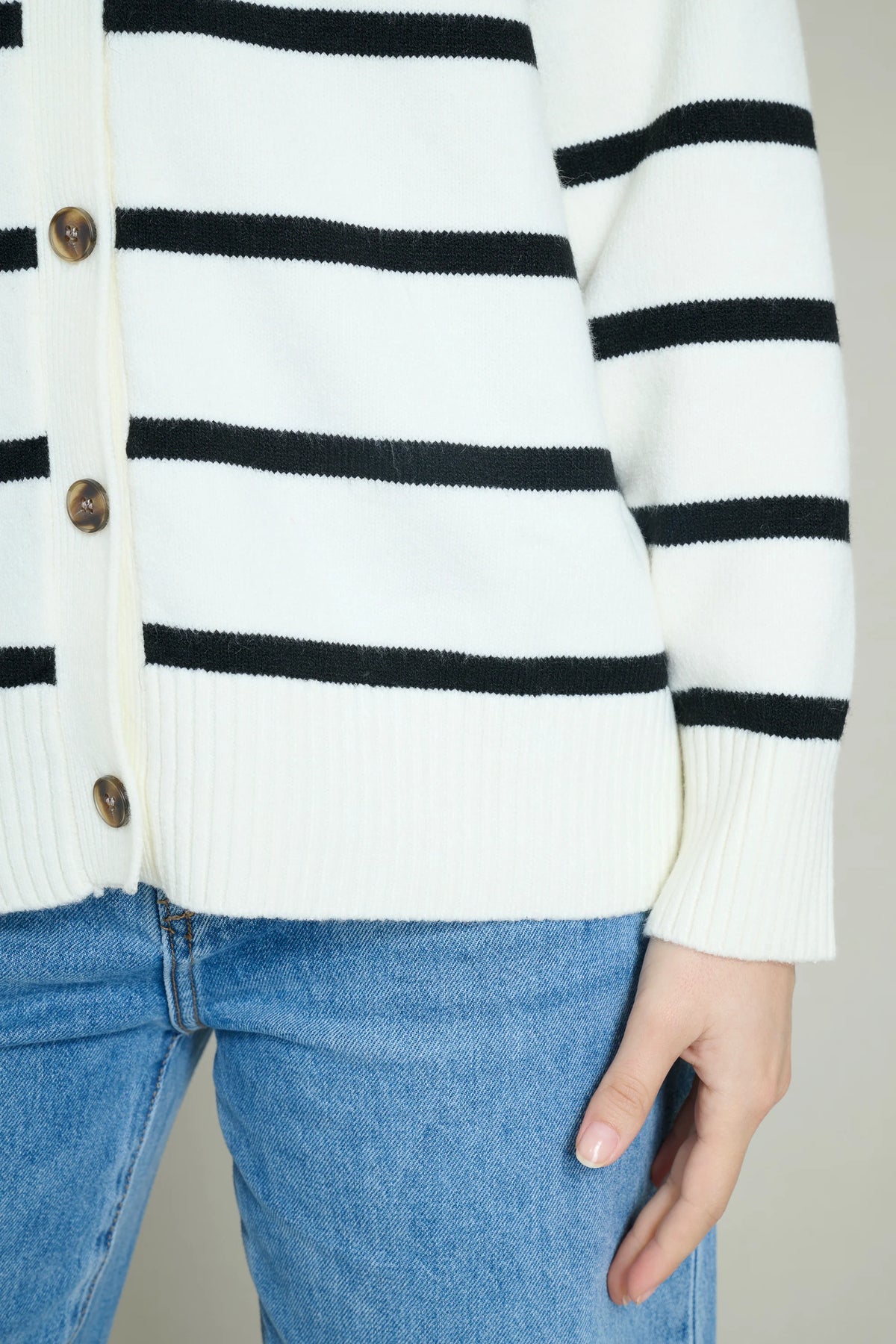 Black and white striped cardigan 4