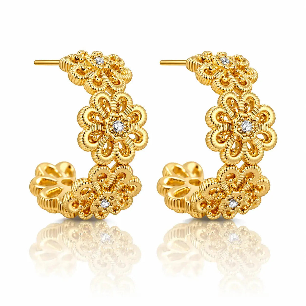 Bloom Filigree Hoop Earrings – Floral Gold Hoops in 14K Gold 0