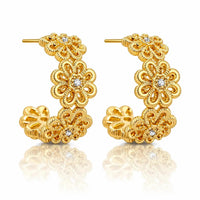 Bloom Filigree Hoop Earrings – Floral Gold Hoops in 14K Gold 0
