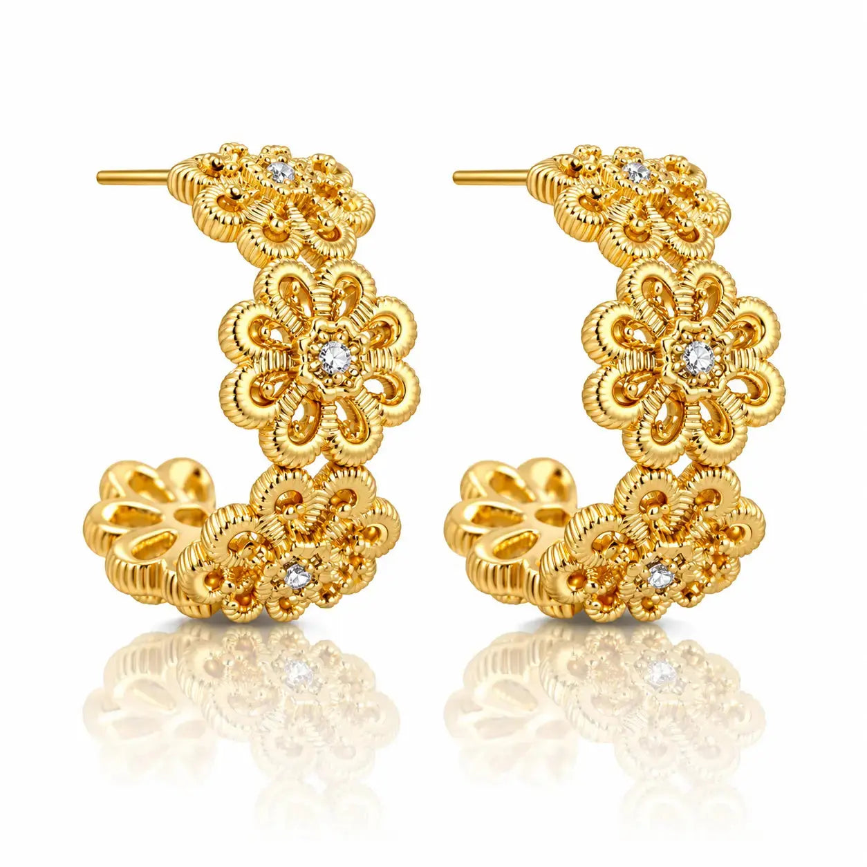 Bloom Filigree Hoop Earrings – Floral Gold Hoops in 14K Gold 0