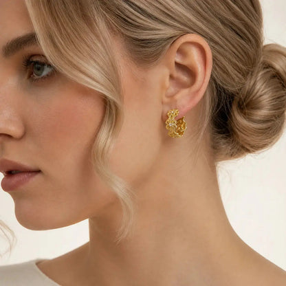 Bloom Filigree Hoop Earrings – Floral Gold Hoops in 14K Gold 1