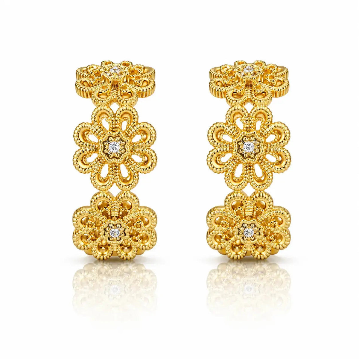 Bloom Filigree Hoop Earrings – Floral Gold Hoops in 14K Gold 4