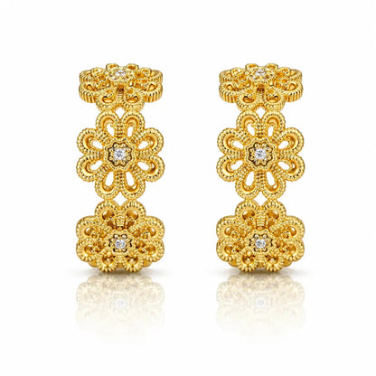 Bloom Filigree Hoop Earrings – Floral Gold Hoops in 14K Gold 4